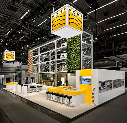 A photo of the WÖHR stand at the BAU trade fair in Munich