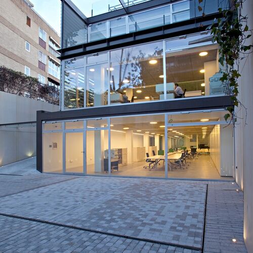 The courtyard of a building