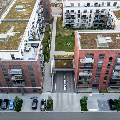 Aerial view of the entrance to the Turley underground car park