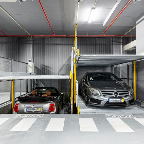 Cars are parked in a car parking system