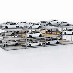 Visualisierung zeigt die Anordnung der Autos in einem Parksystem