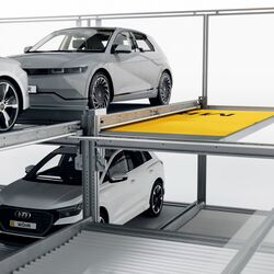 Visualisierung zeigt die Anordnung der Autos in einem Parksystem