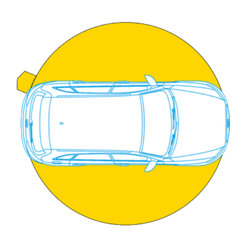 The diagram shows the positioning of the car on the WÖHR TURNTABLE