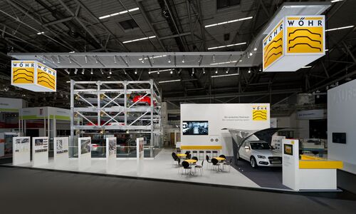 A photo of the WÖHR stand at the BAU trade fair in Munich