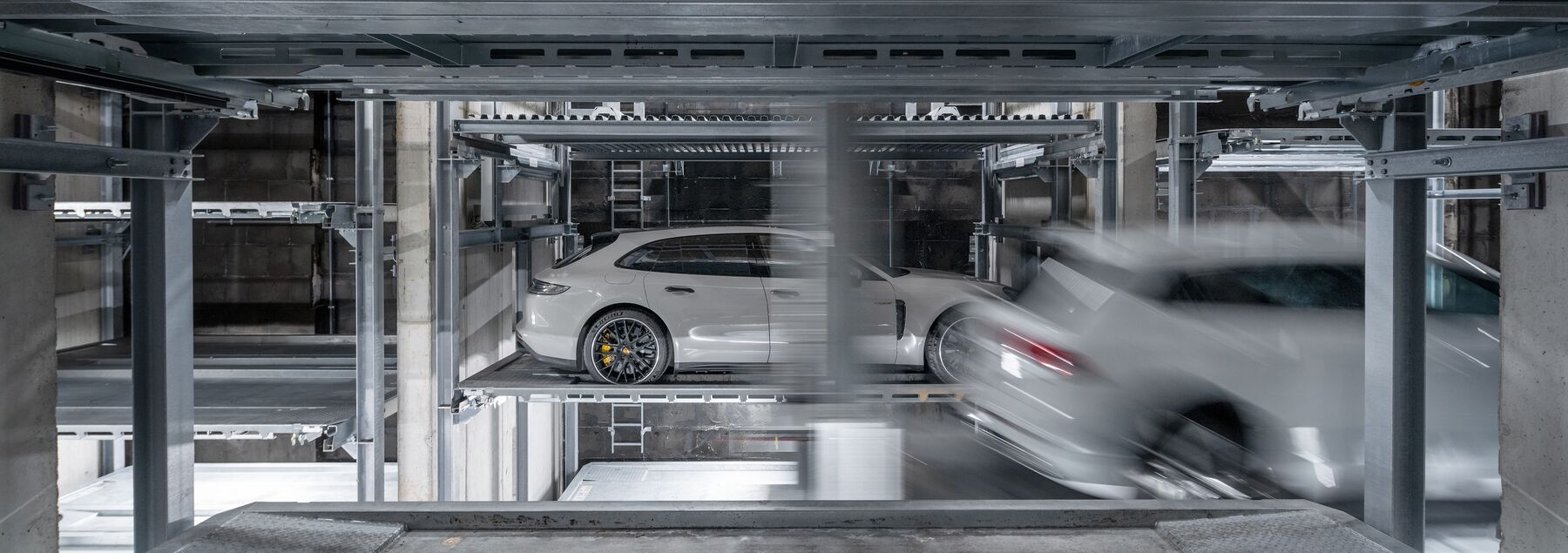 Cars are parked in a car parking system