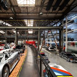A general view of the museum hall with the cars