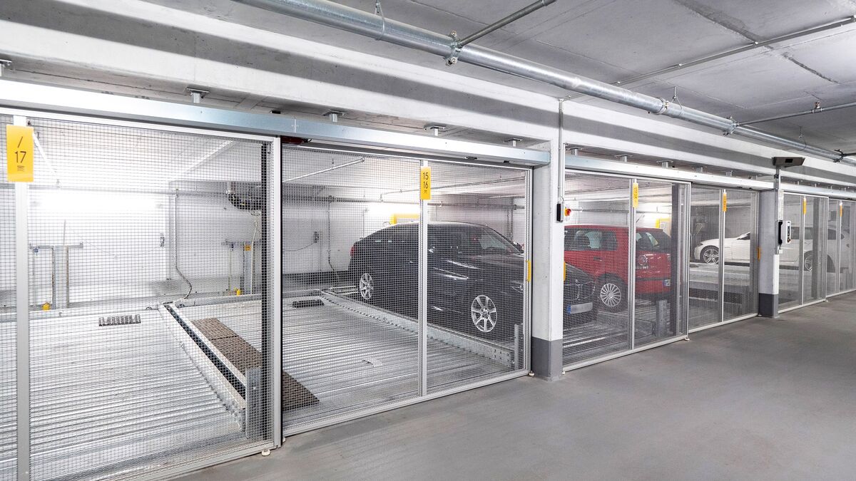 Cars are parked in a parking system