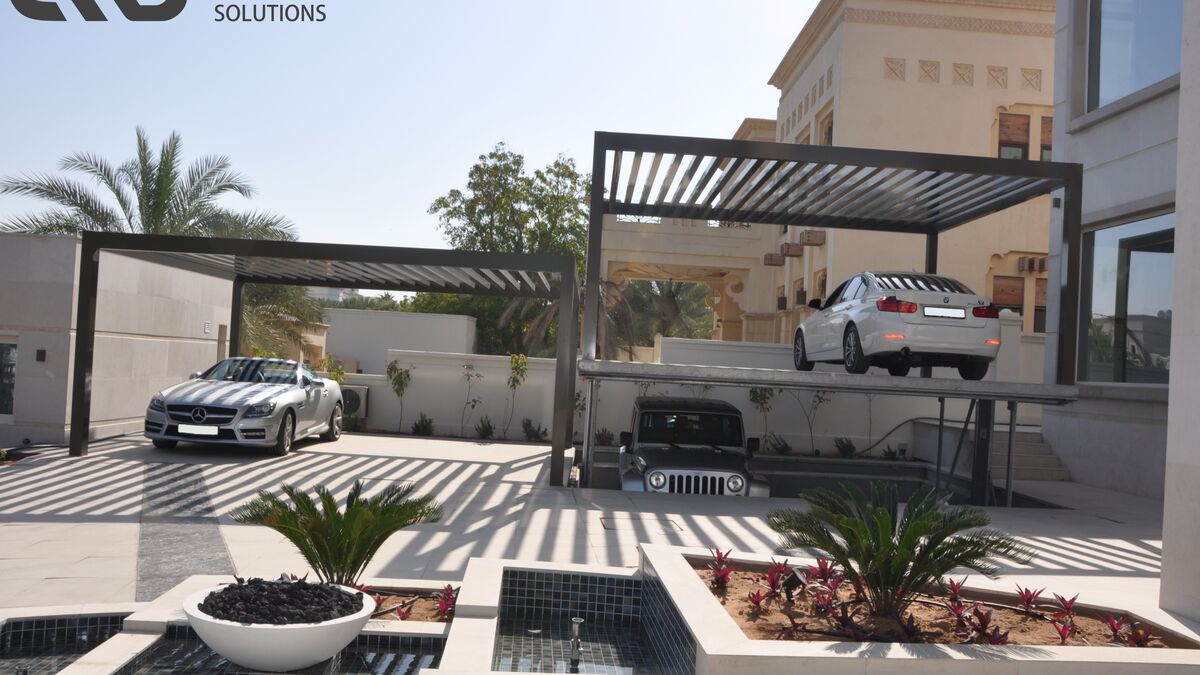 A parking system with cars parked on it