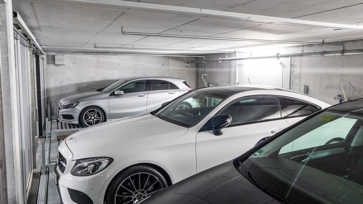 Cars are parked in a parking system