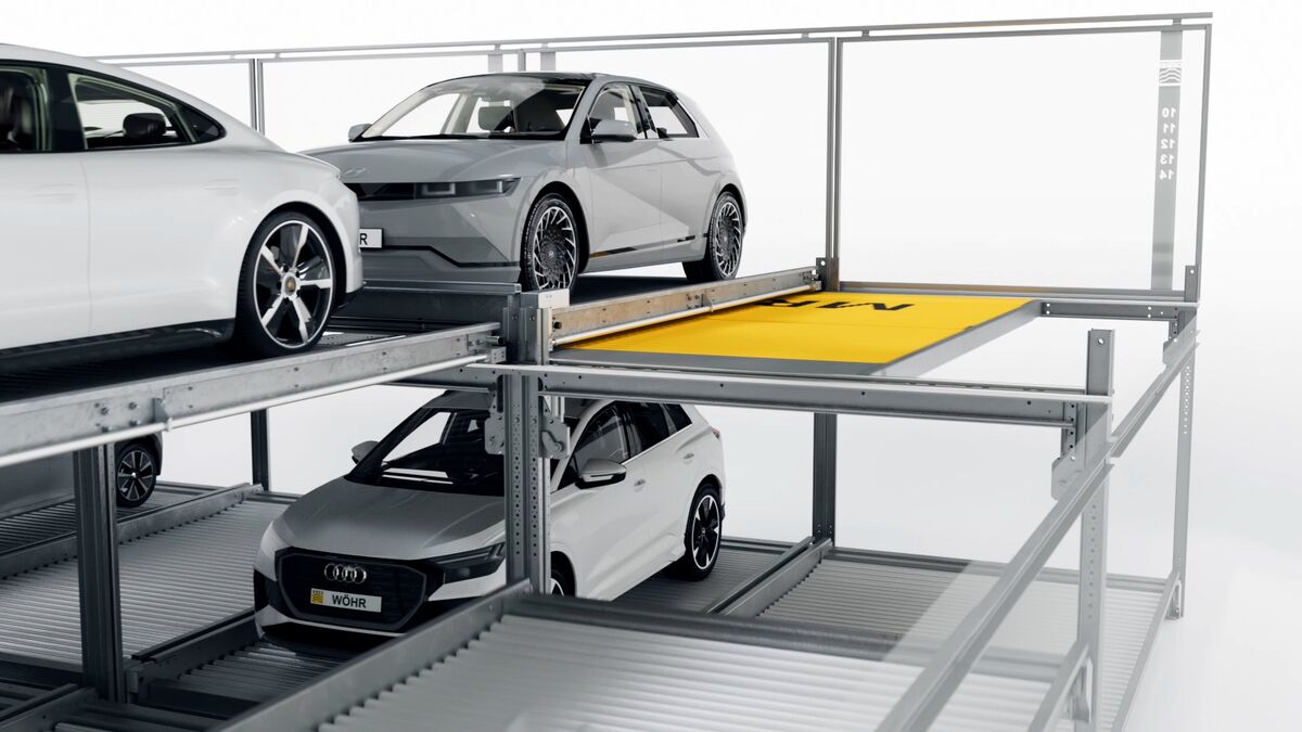 Visualisierung zeigt die Anordnung der Autos in einem Parksystem