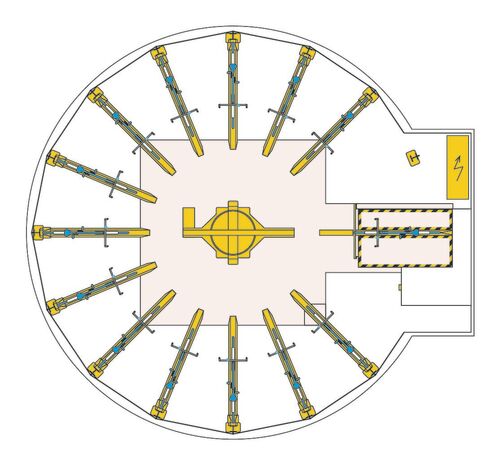 L'illustration montre la disposition des emplacements d'un système de stationnement vu d'en haut