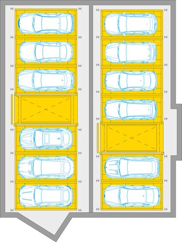 Grafik zeigt Anordnung der Parksysteme