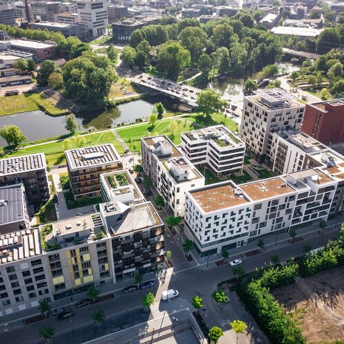 Aerial view of the entire Neckarbogen site in Heilbronn