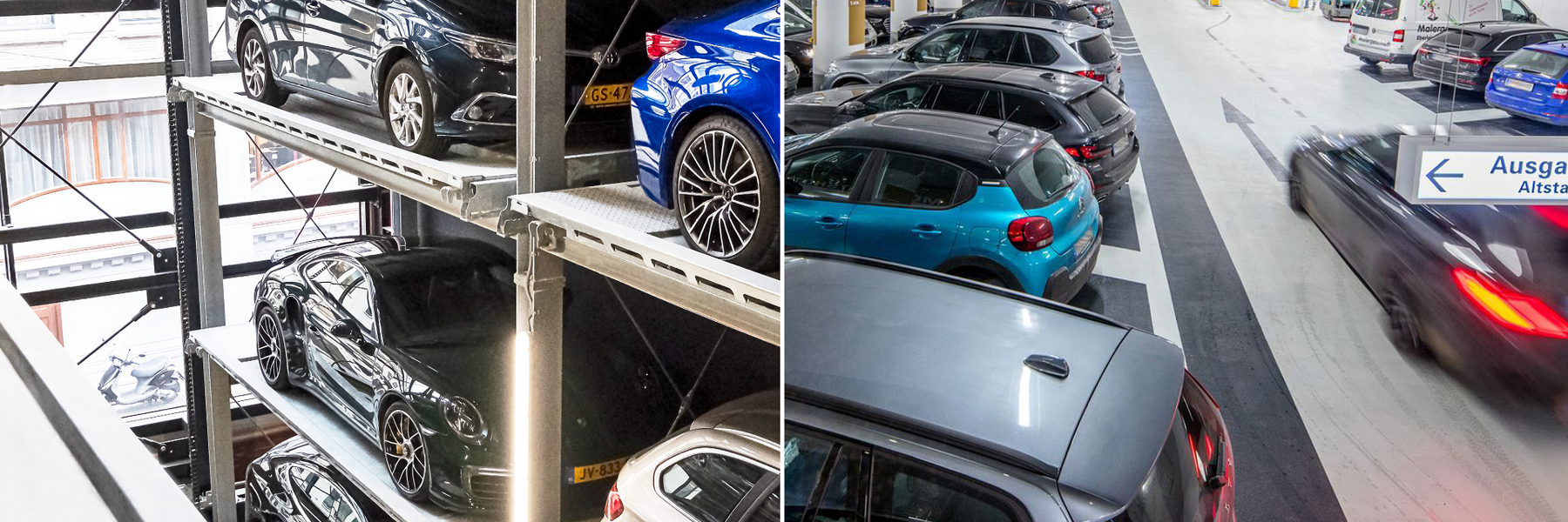 Vergleichsbild mit verschiedenen parkenden Autos
