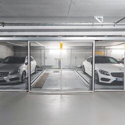 Cars are parked in a parking system