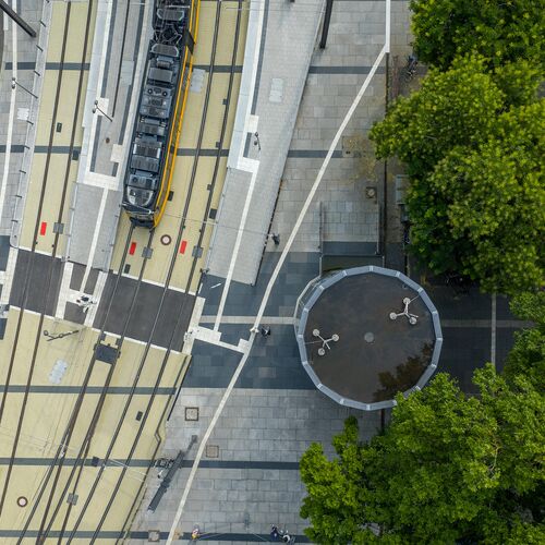 Aerial view of a bicycle parking system in Heilbronn