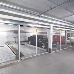 Cars are parked in a parking system