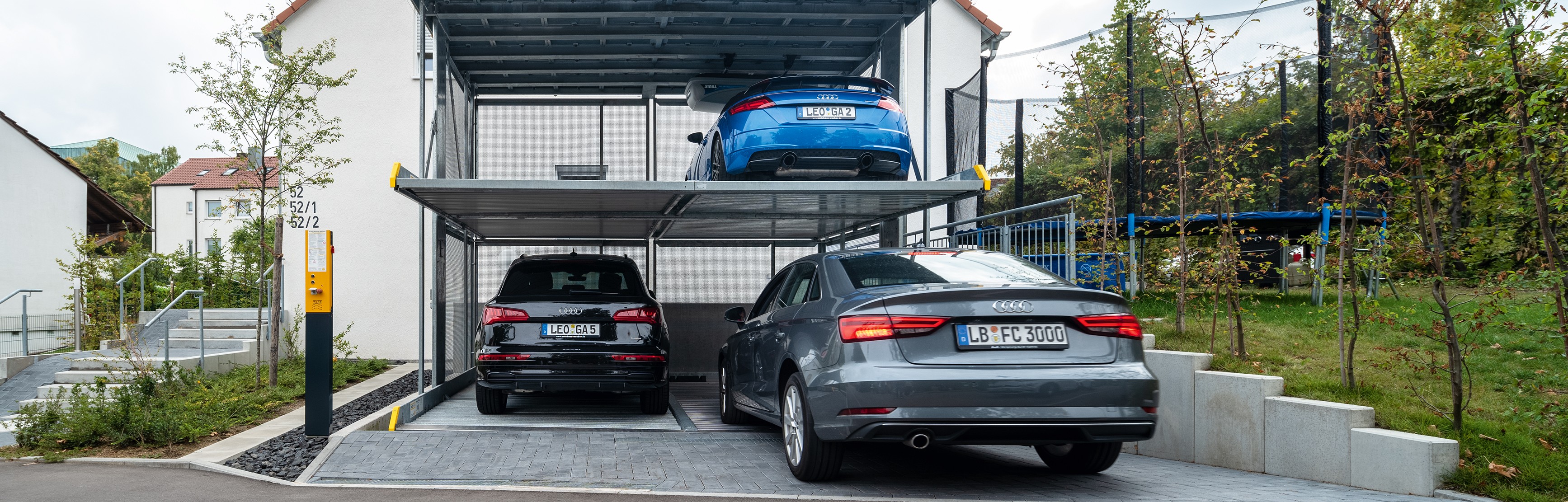 Cars are parked in a car parking system