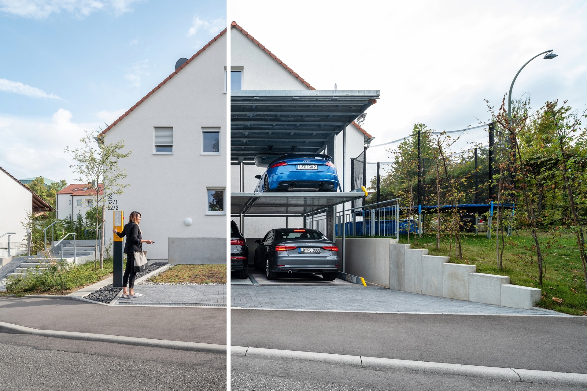 Cars are parked in a car parking system